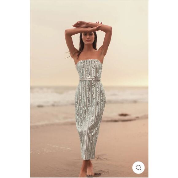 Mac Duggal Embellished Strapless Beaded Slim Column Dress Size 14 NWT - Picture 13 of 15